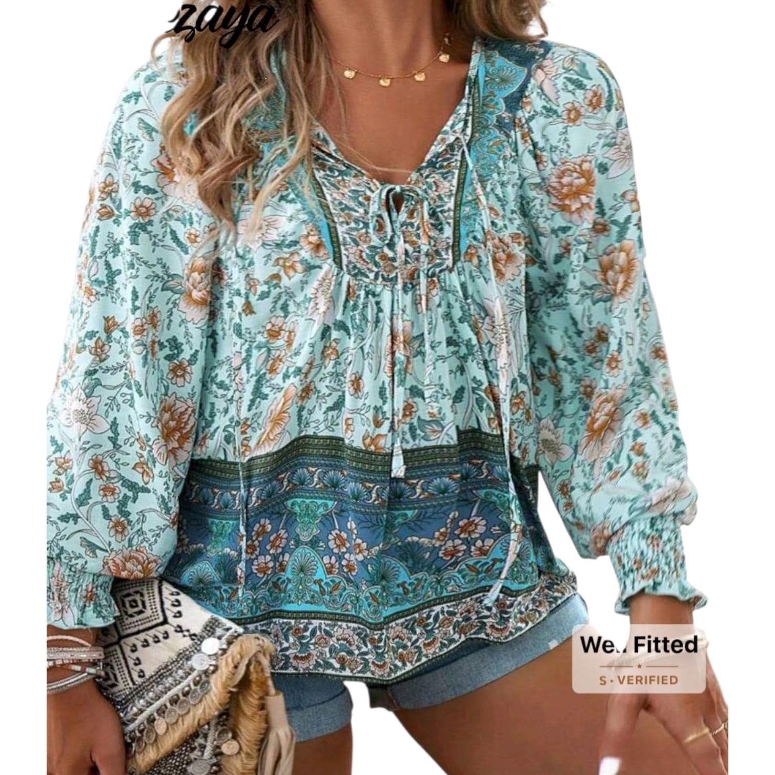 Women's Boho Peasant Blouse | Viscose Relaxed Flowy Top – Size XL
