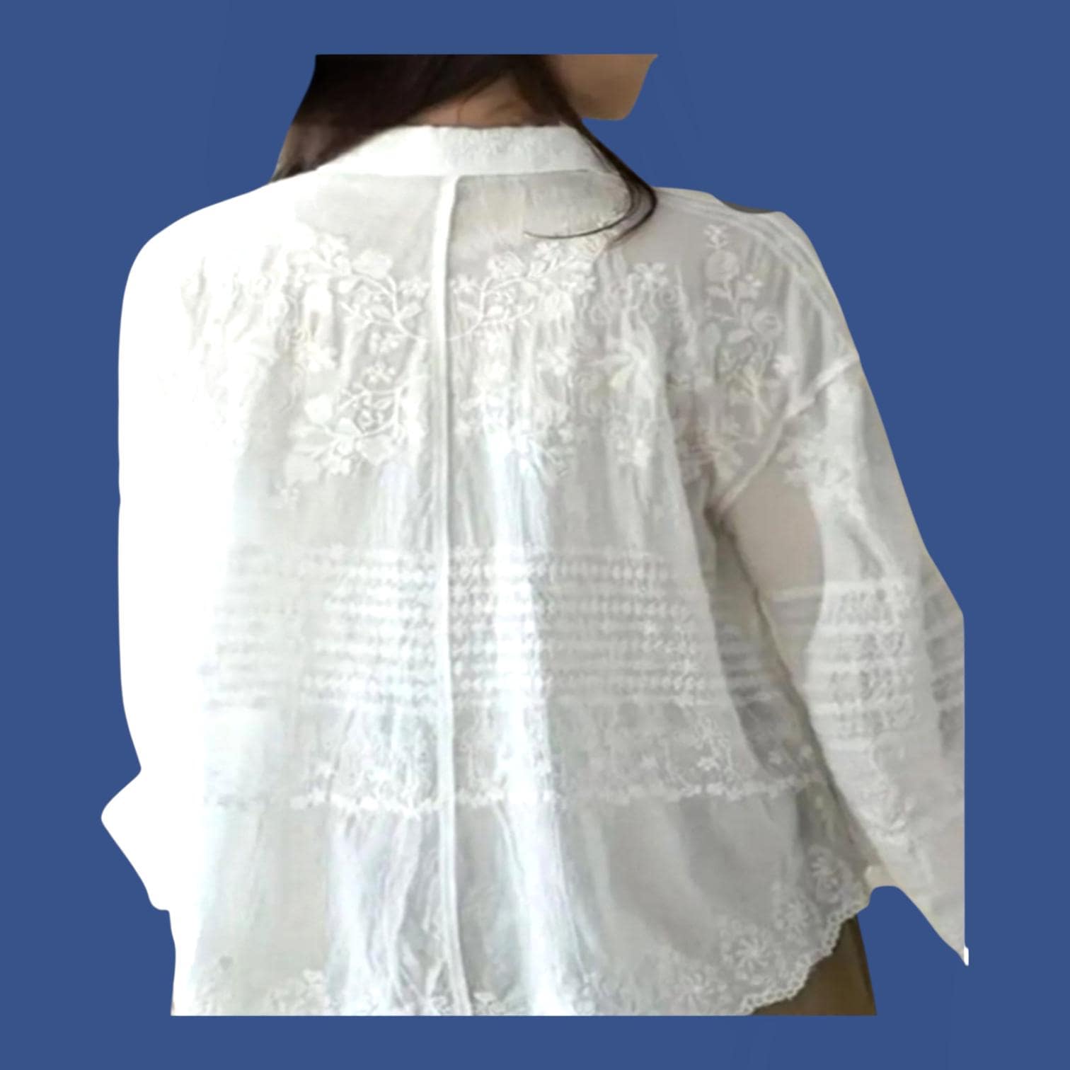 White Boho Blouse | 100% Cotton Button-Down Flowy Top | One Size