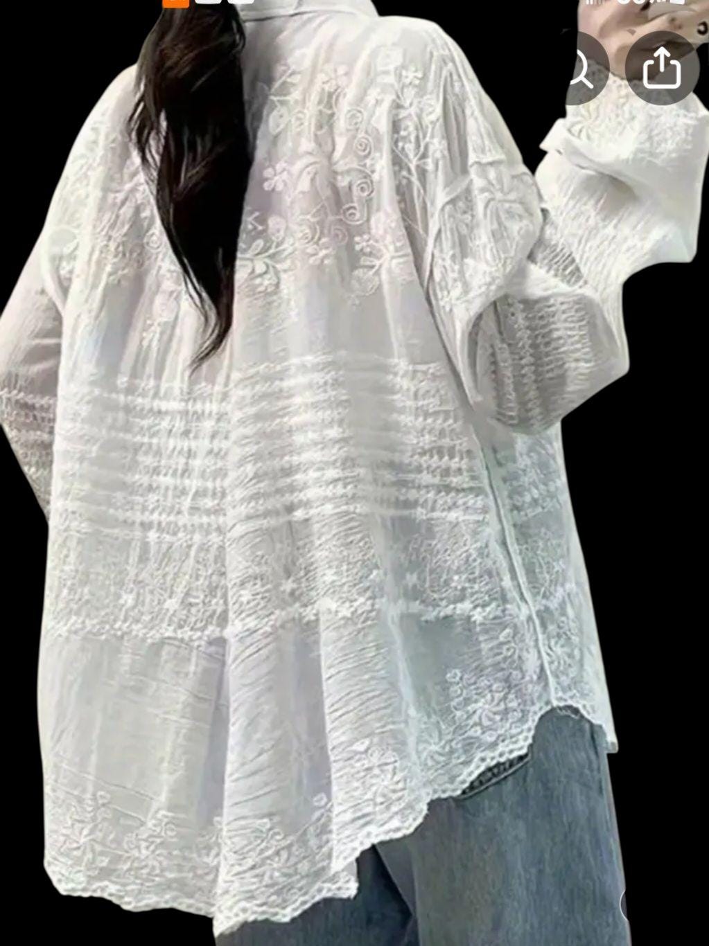 White Boho Blouse | 100% Cotton Button-Down Flowy Top | One Size