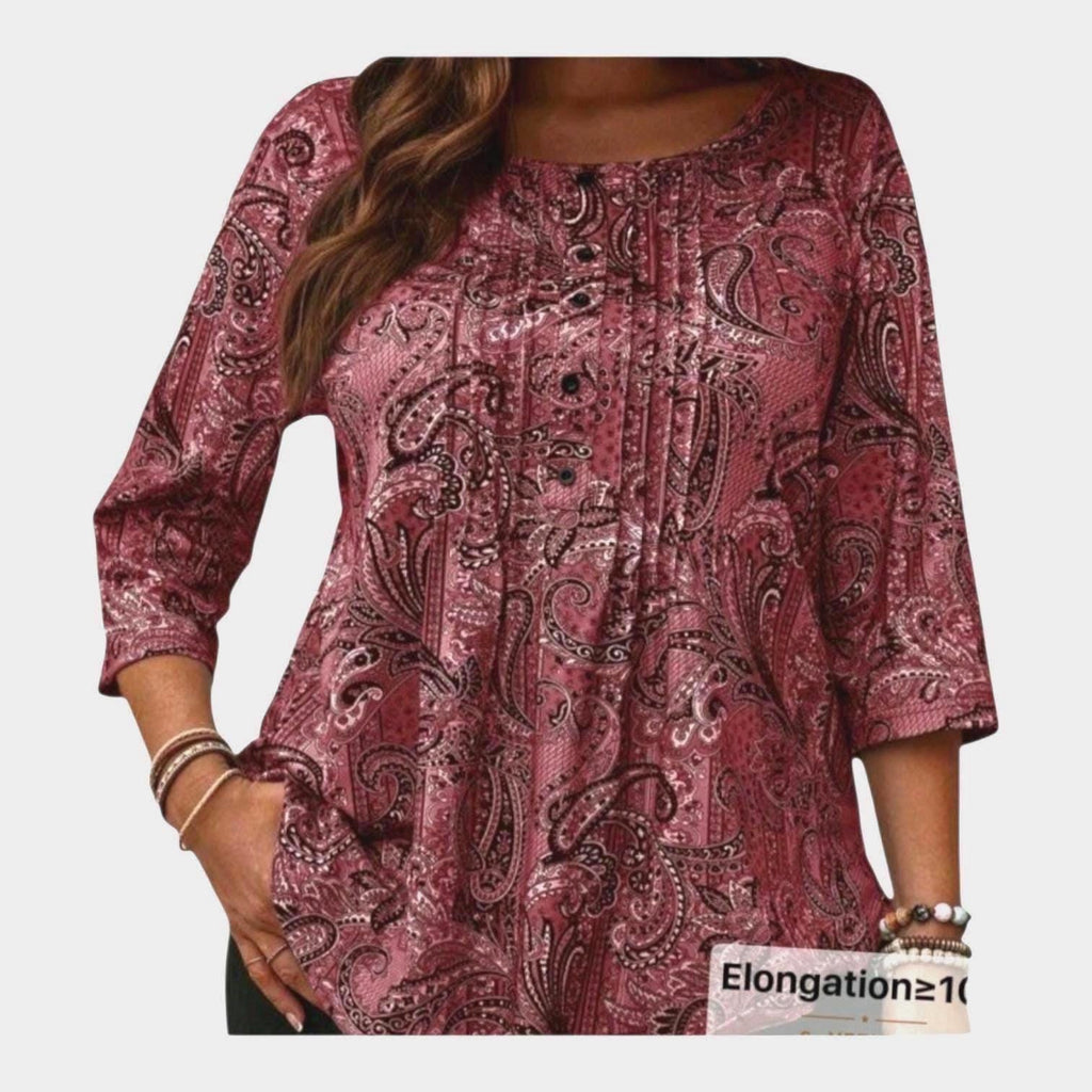 Women's Plus Size Boho Blouse | Burgundy Knit Top, Long Sleeve (4XL / 20)