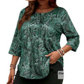 Women's Plus Size Boho Blouse | Dark Green Knit Hippie Top (2XL / 16)