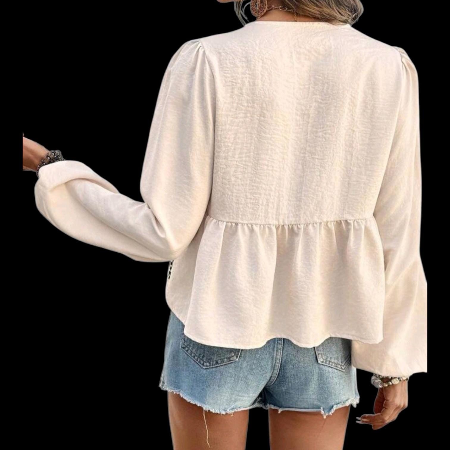 Bohemian Hippie 70's Style Flowy Top with Ties – XL