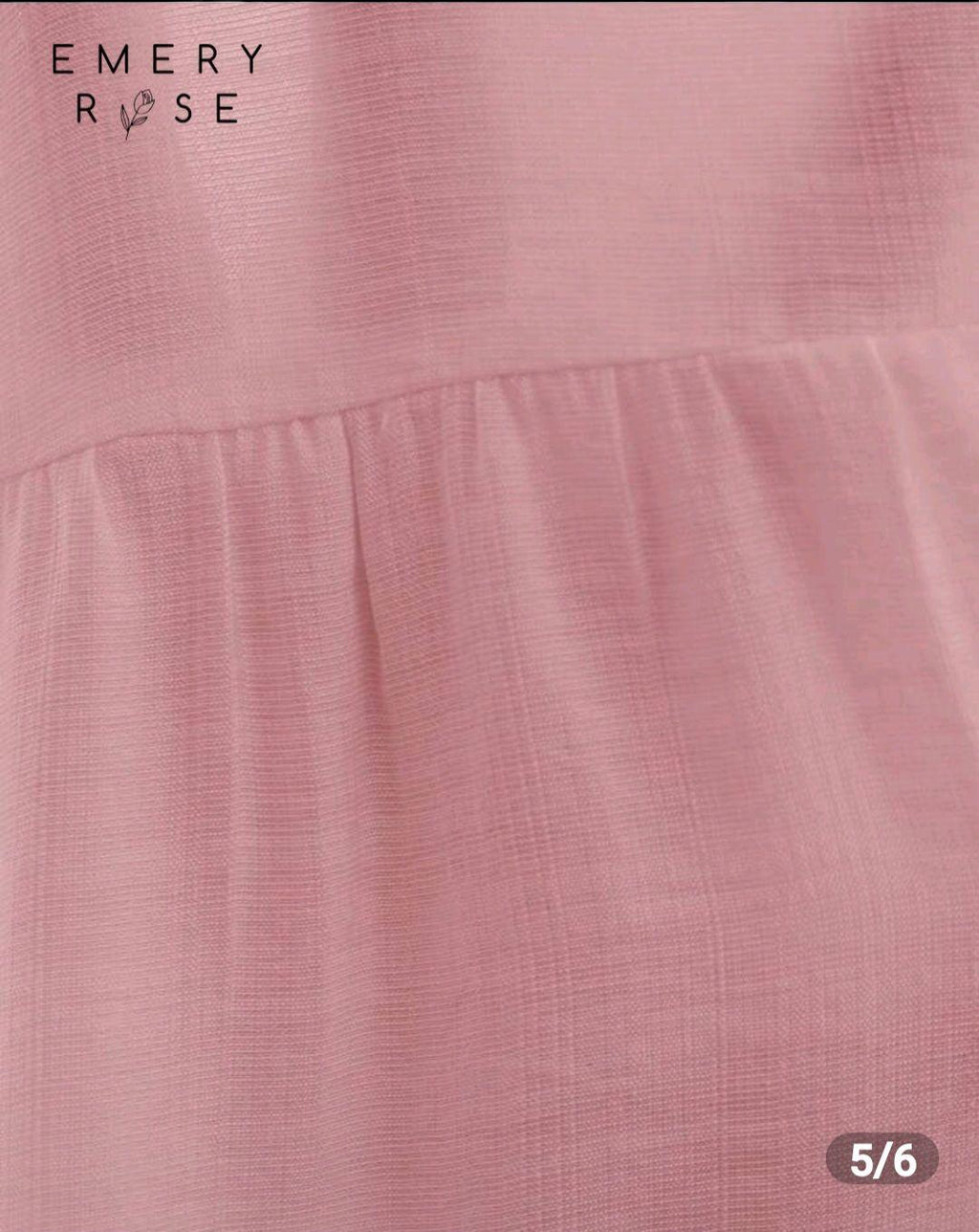 Women's Boho Dusty Rose Tunic Top | 3/4 Flare Sleeve with Lace & Fringe – Size L