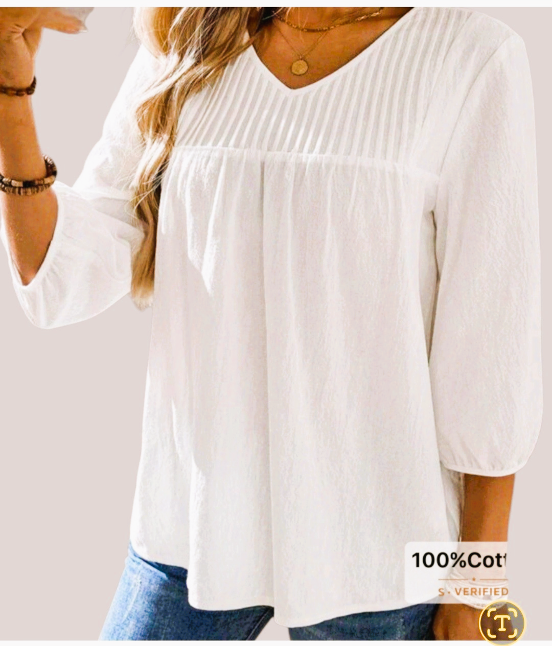 Boho Women's Top | Flowy Bohemian Blouse | Casual Cotton Chic Fashion – Large