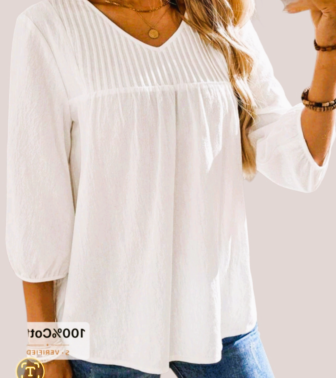 Boho Women's Top | Flowy Bohemian Blouse | Casual Cotton Chic Fashion – Large