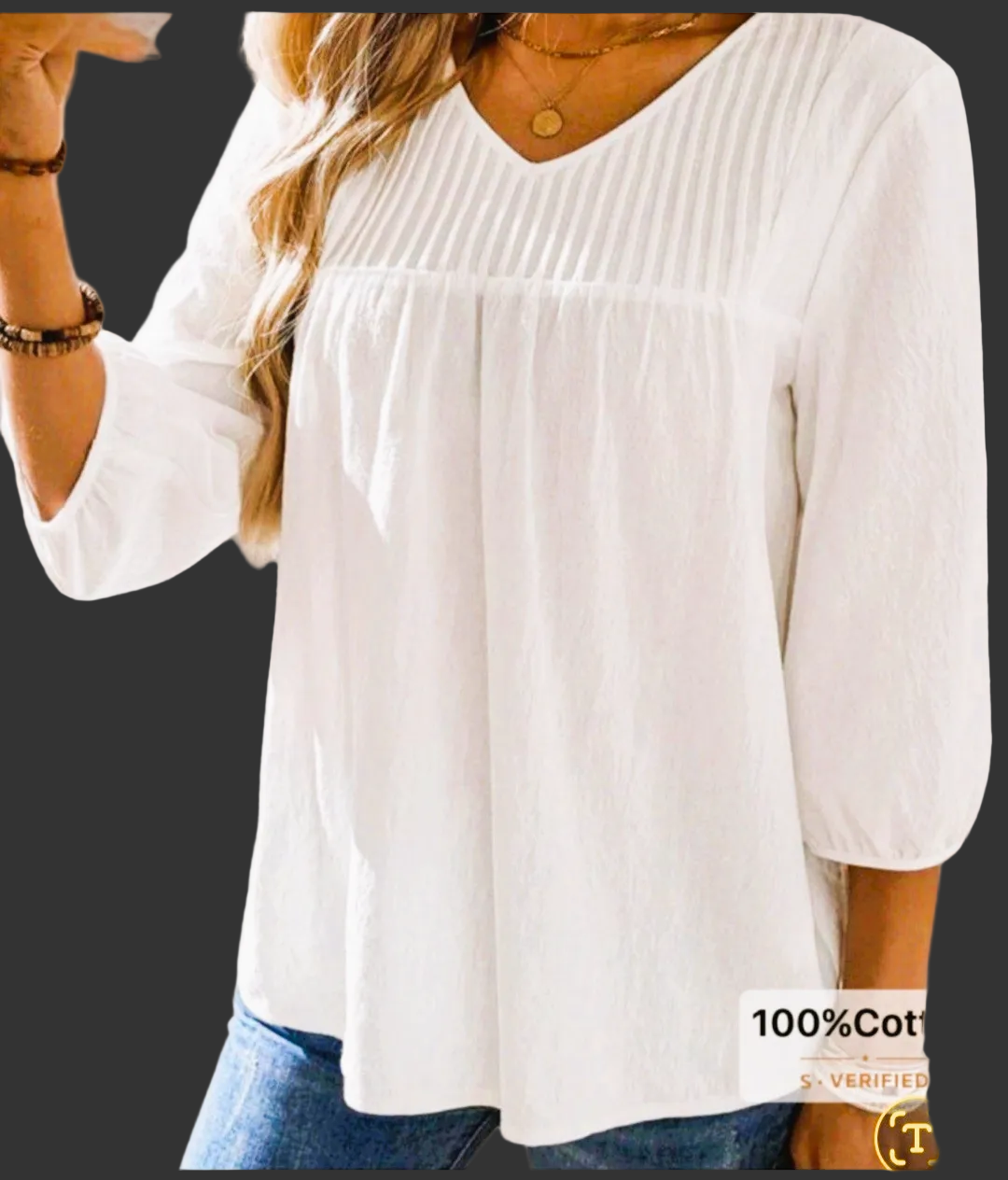 Boho Women's Top | Flowy Bohemian Blouse | Casual Cotton Chic Fashion – Large