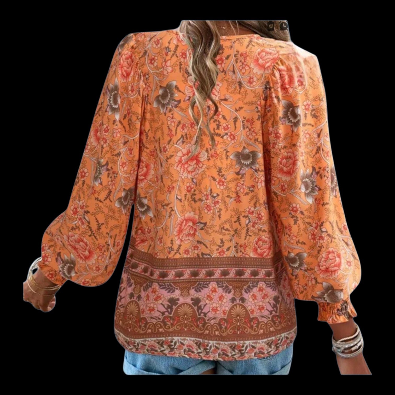 Women's New (XXL) Tangerine Bohemian Dream Top – Effortless Style & Comfort 2