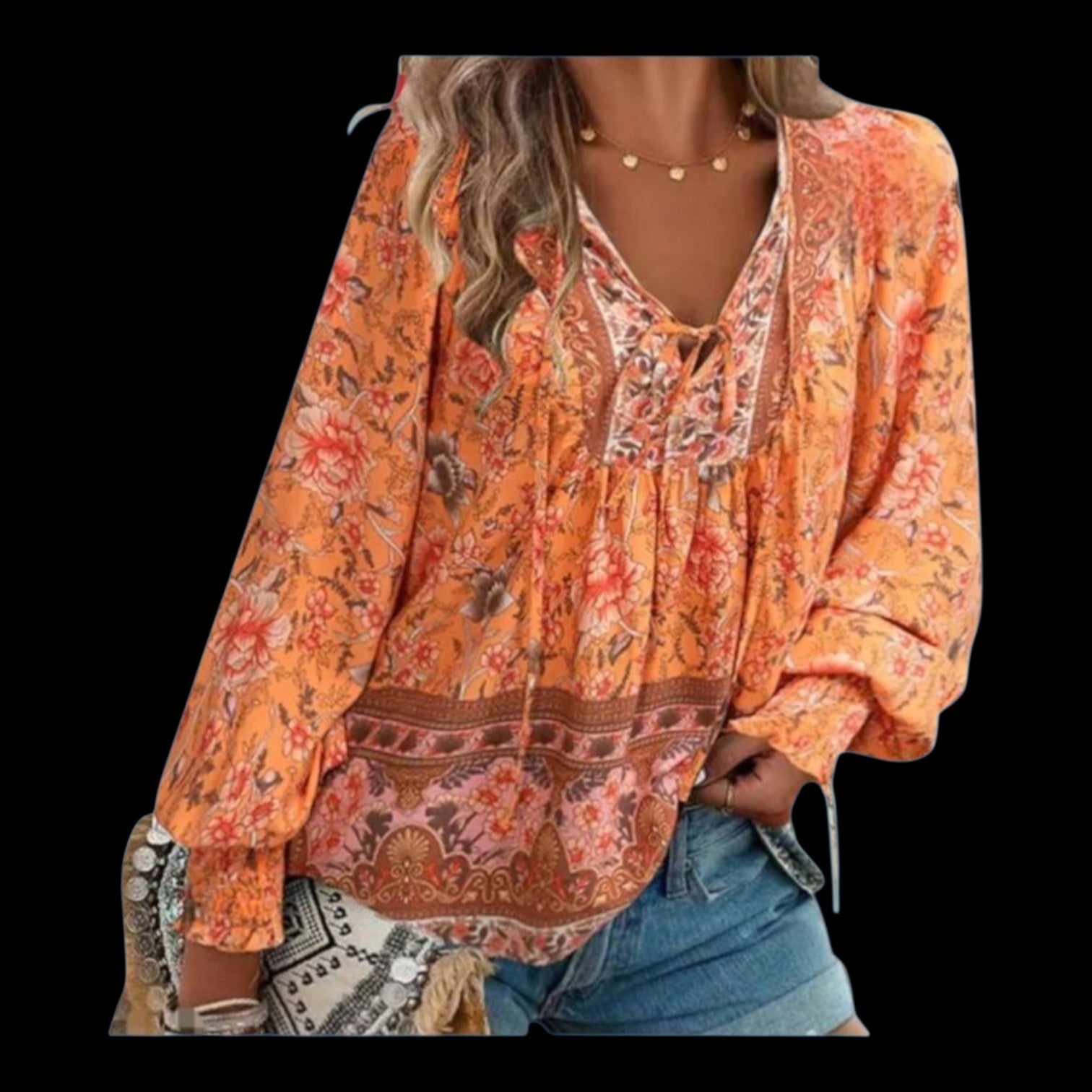 Women's New (XXL) Tangerine Bohemian Dream Top – Effortless Style & Comfort 2