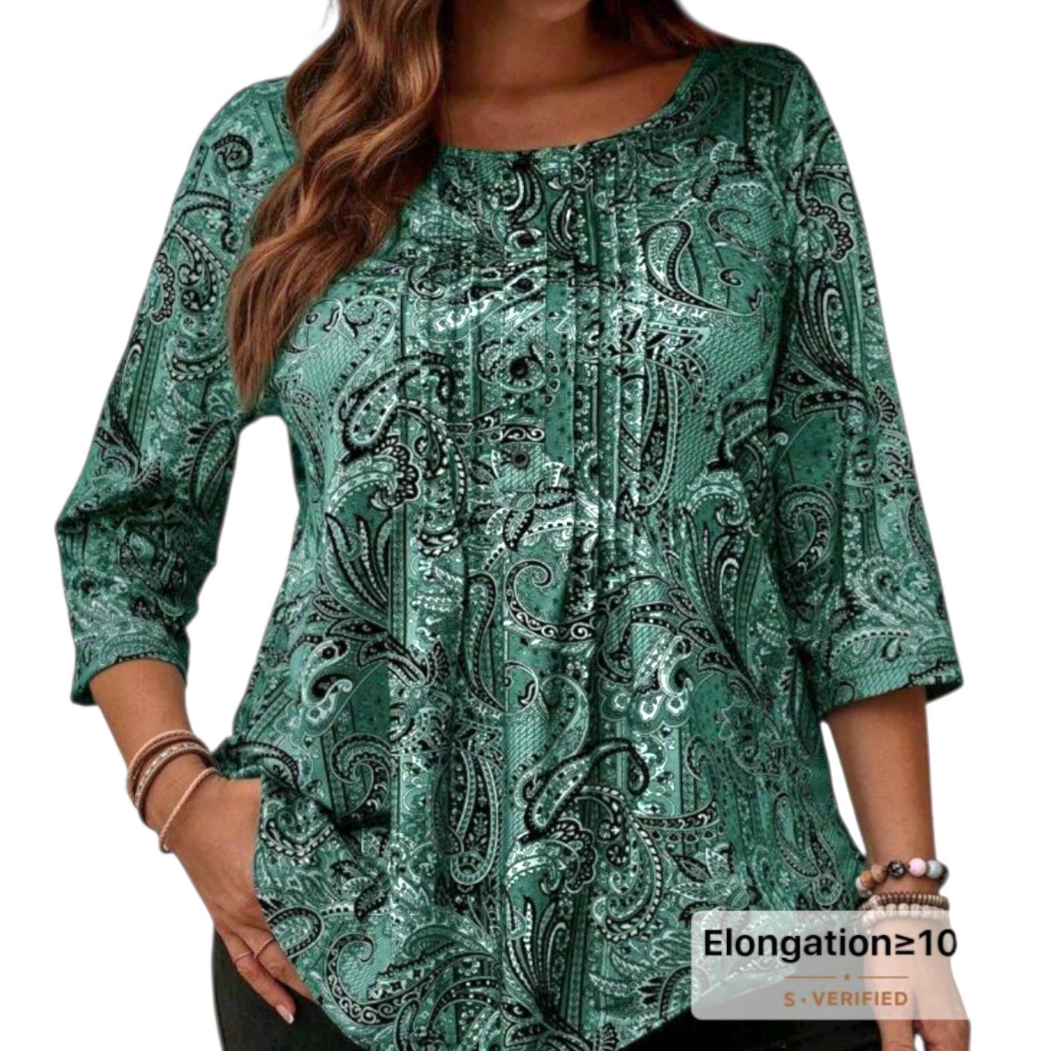 Women's Plus Size Boho Blouse | Dark Green Knit Hippie Top (2XL / 16)