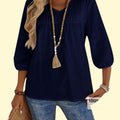 Boho Peasant Top - Flowy Tunic - Pleated Bohemian Blouse Size: L
