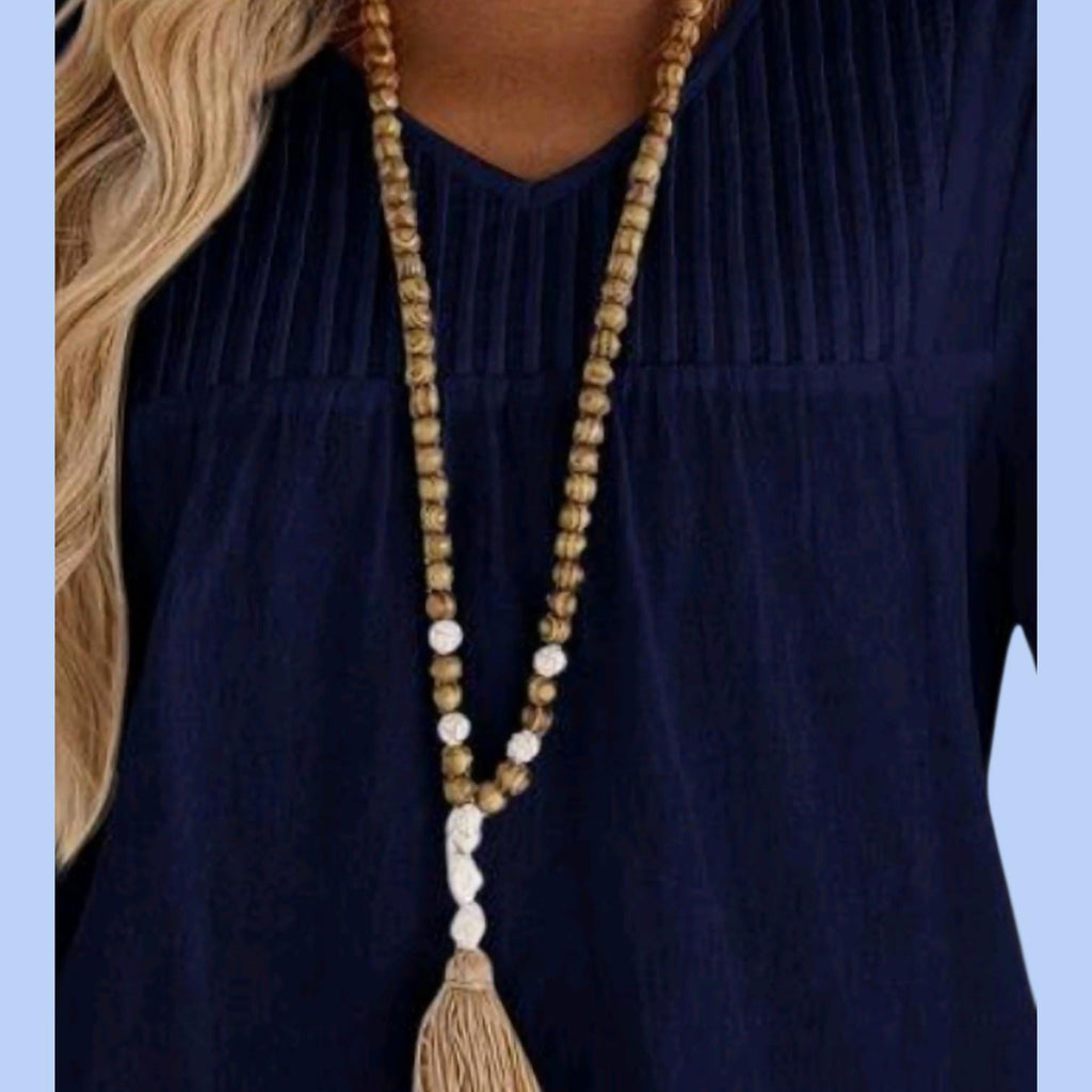 Boho Peasant Top - Flowy Tunic - Pleated Bohemian Blouse Size: L