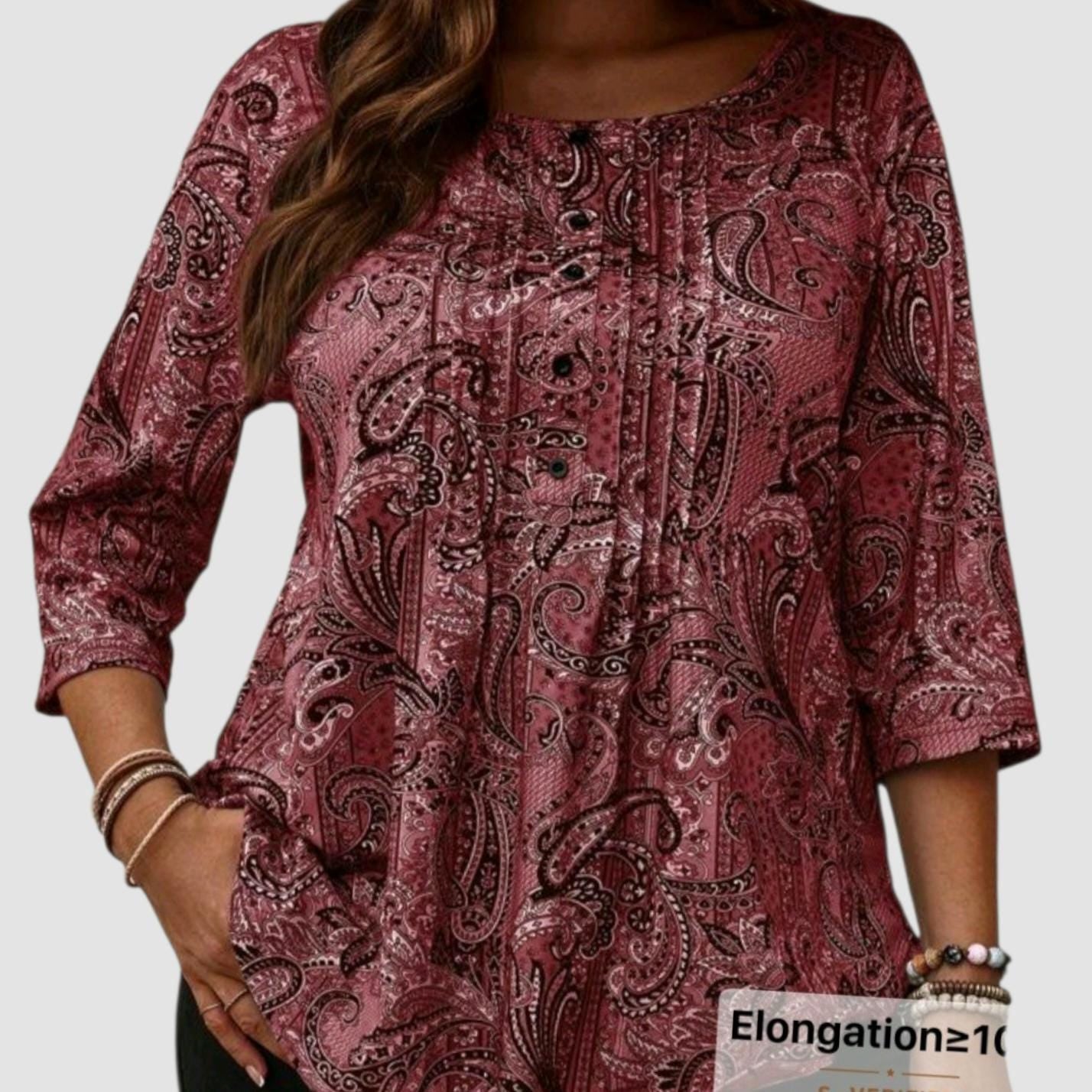 Women's Plus Size Boho Blouse | Flowy Round Neckline Top (2XL / 16)