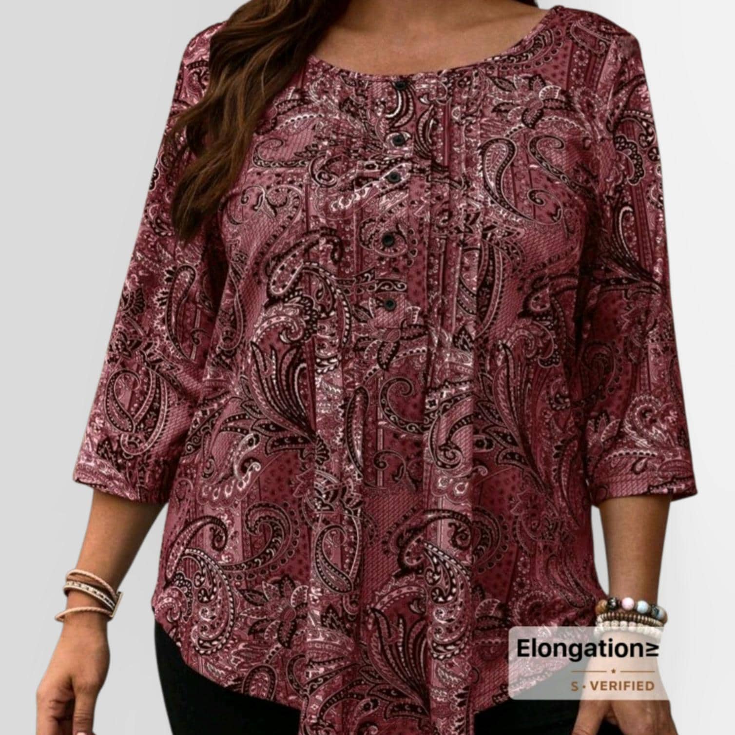 Women's Plus Size Boho Blouse | Burgundy Knit Top, Long Sleeve (4XL / 20)