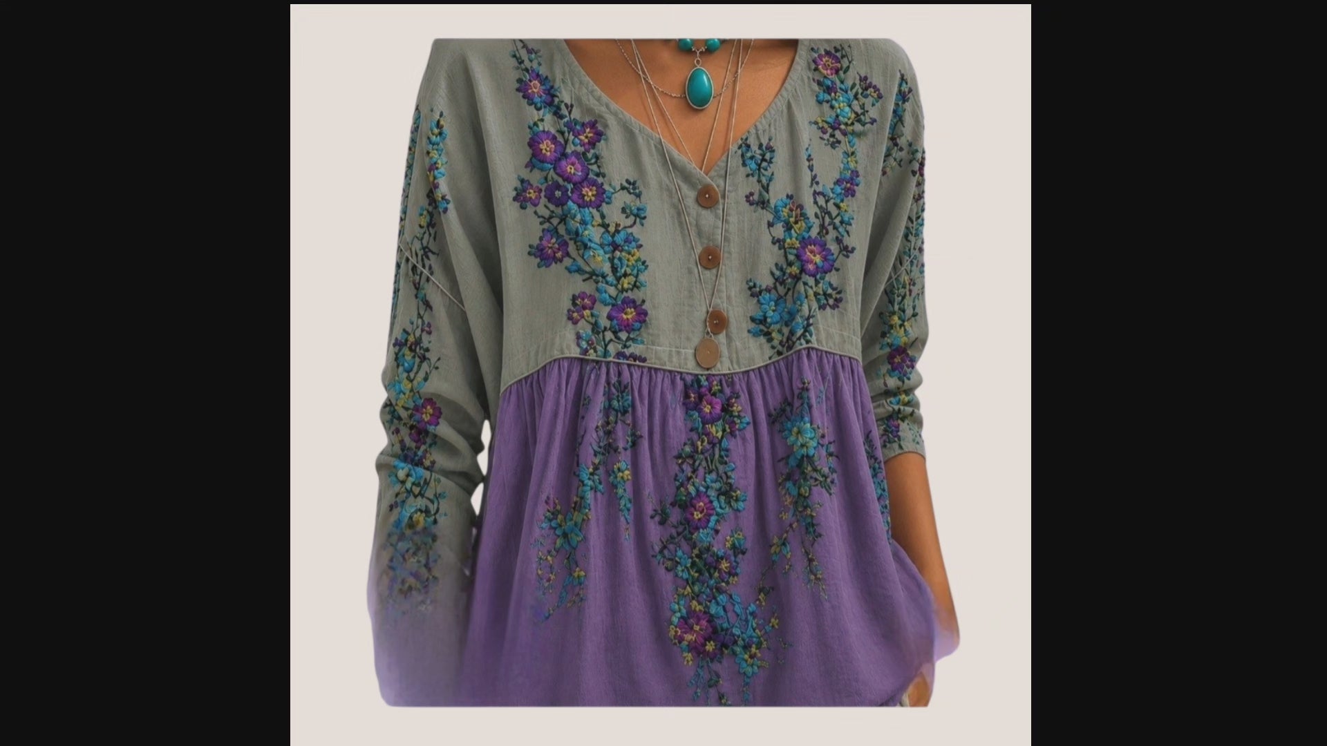 Boho Floral Peasant Top for Women | 70s Hippie Blouse – Size XL